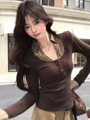 Women's Fake Two Pieces T-shirt Harajuku Korean Y2k Tee Top 90s Aesthetic Vintage Long Sleeve Patchwork T-shirts 2000s Clothes