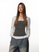 Women  Striped Blouses and Shirts Elegant Vintage Japanese Preppy Style Y2k Gyaru Oversize Blouse Long Sleeve Shirt 2026