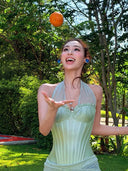 Kliou Ruffles Edge Design Tank Tops Woman Mesh Patchwork Halter Low-Neck Backless Shape Waist Summer Vacation Elegant Style Vest