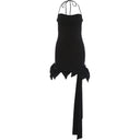 Kliou Bow Decoration Sling Dress Woman Summer Trend Low-Neck Backless Ribbon Decoration Birthday Party Elegant Style Bodycon