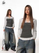 Women  Striped Blouses and Shirts Elegant Vintage Japanese Preppy Style Y2k Gyaru Oversize Blouse Long Sleeve Shirt 2026