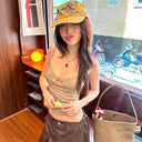 2026 Summer Women Ins Style Draped Collar Cami Top Sexy Slim Spaghetti Strap Vest Pure Y2K Casual Daily Streetwear